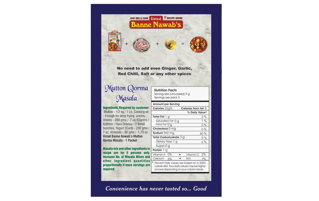Ustad Banne Nawab's Mutton Qorma Masala    Box  47 grams